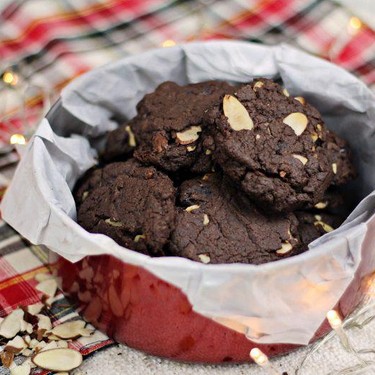 Double Chocolate Cranberry Almond Cookies Recipe | SideChef