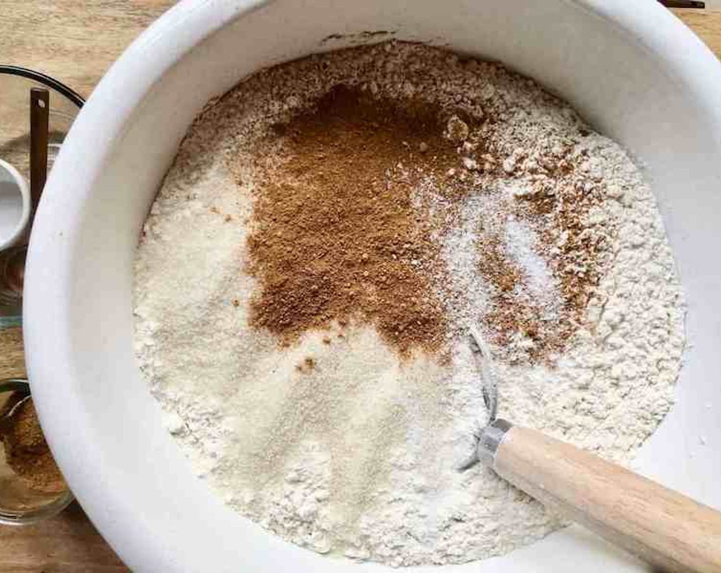 step 3 In a large bowl whisk together the Unbleached All Purpose Flour (6 cups), Granulated Sugar (1 cup), 2 tsp of Pumpkin Pie Spice, and Salt (1/2 tsp).