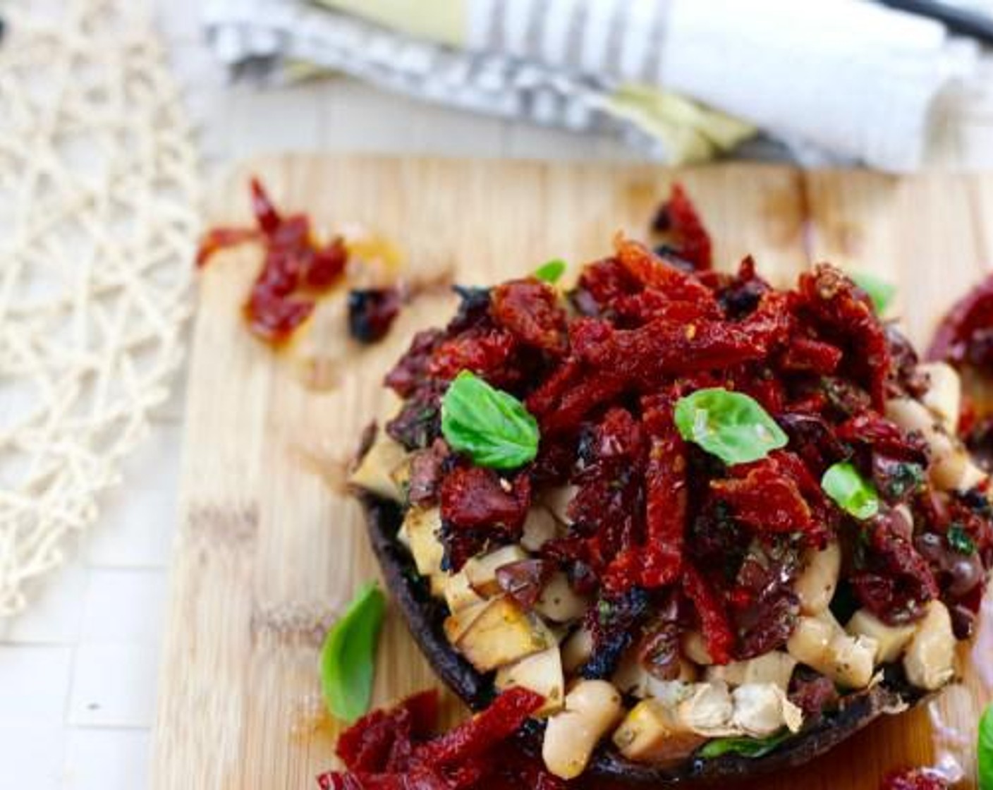 Sun-Dried Tomato and Basil Stuffed Portobello Mushroom