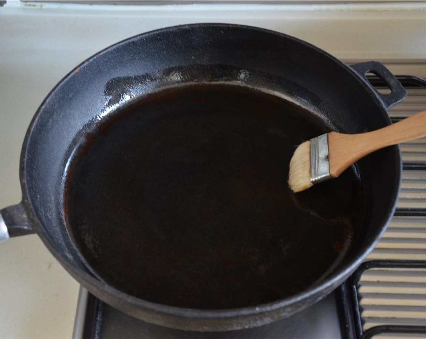 step 9 Brush your skillet with some oil, heat over high heat until you see a little smoke.