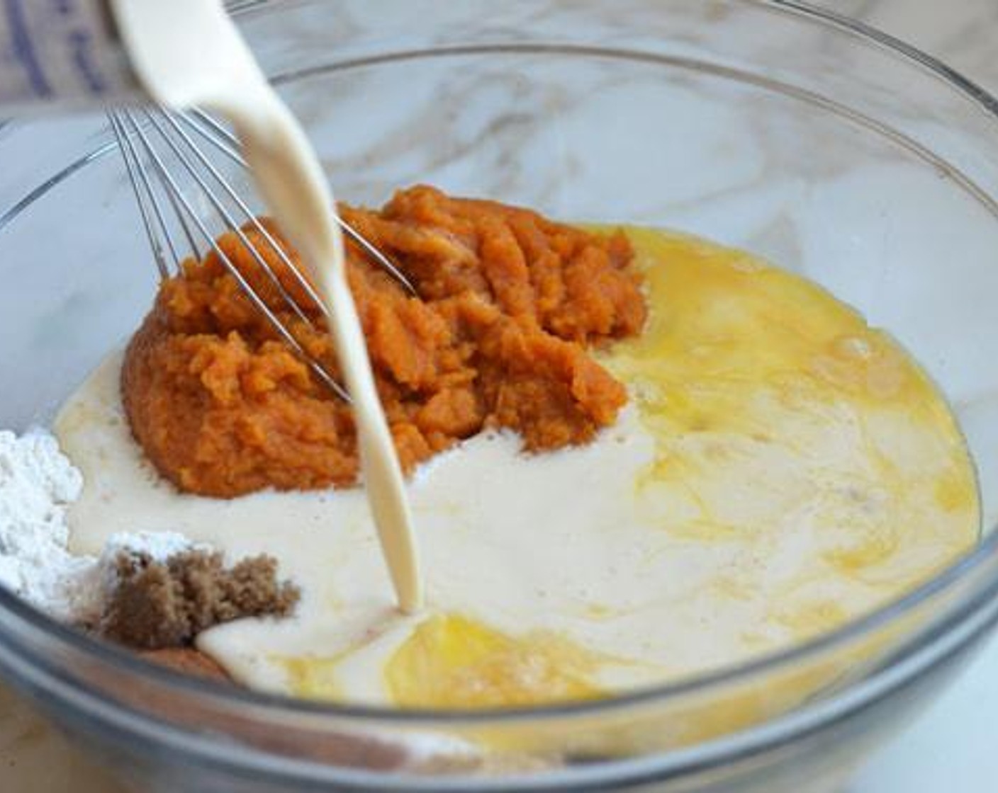 step 6 Add Ground Black Pepper (1/8 tsp), Salt (1/4 tsp), 100% Pumpkin Purée (1 can), and Evaporated Milk (1 can) to the medium bowl.