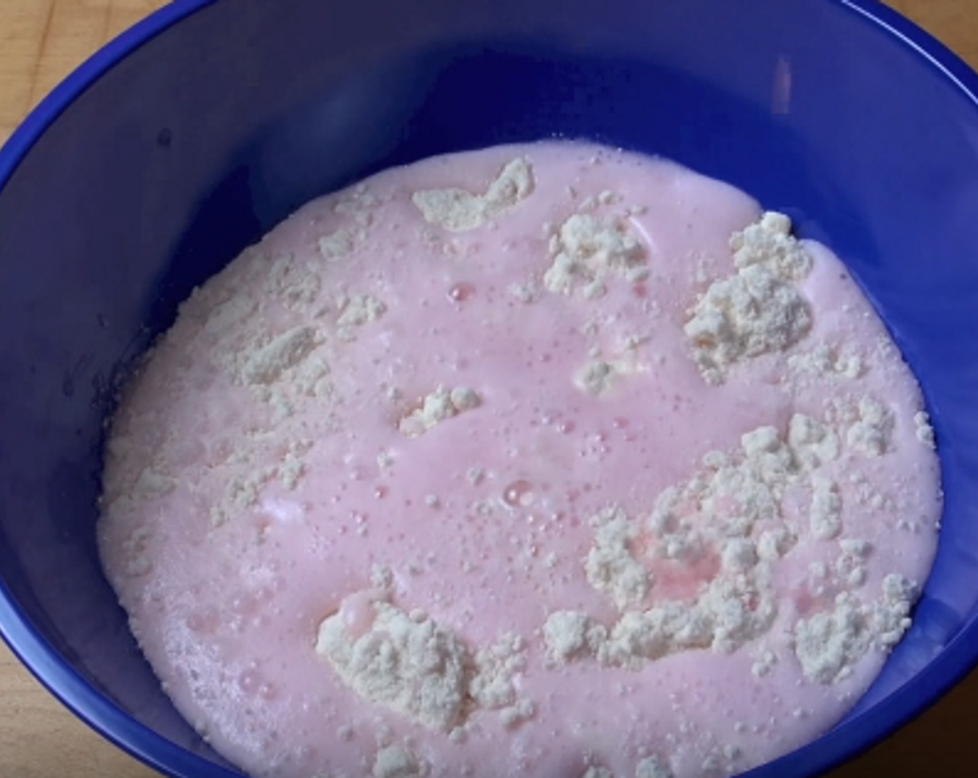 step 1 Add White Cake Mix (2 3/4 cups) and Fruit Soda (1 1/2 cups) to a large mixing bowl. Combine until smooth.