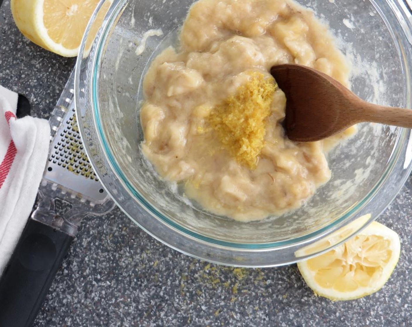 step 3 In a small bowl, mix overripe bananas, lemon zest, and lemon juice. Set aside.