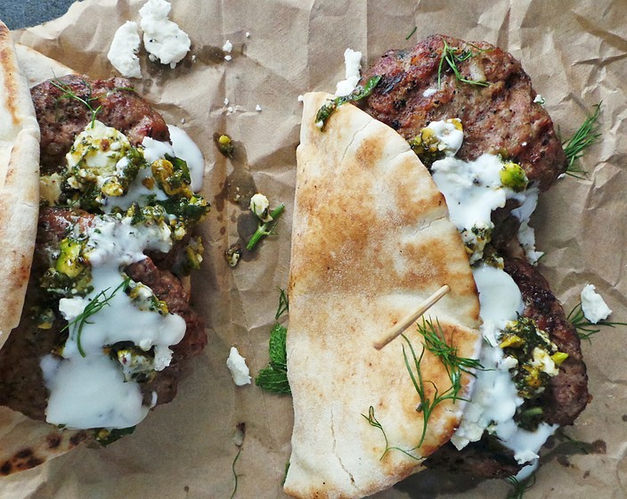 Grilled Lamb Pita with Pistachio and Mint Pesto Recipe SideChef