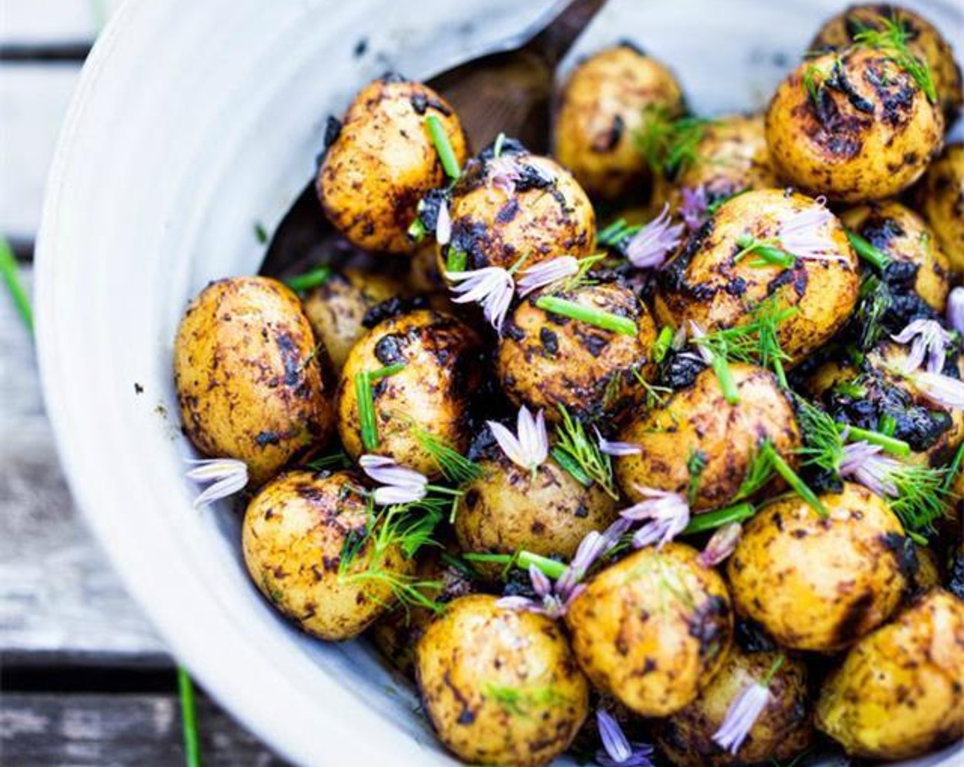 Grilled Potato Salad with Black Garlic Vinaigrette