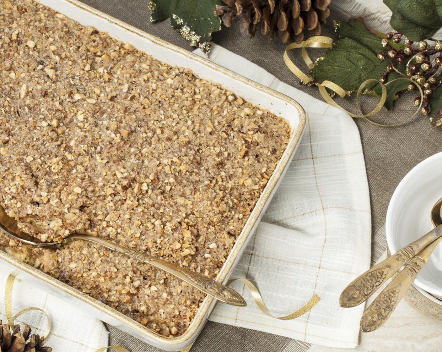step 5 Combine Unsalted Butter (2 Tbsp), All-Purpose Flour (2 Tbsp), Brown Sugar (2 Tbsp), Ground Cinnamon (1/2 tsp), Assorted Nuts (1/4 cup) until crumbly using a fork, pastry cutter or mini food processor. Sprinkle evenly over oatmeal.