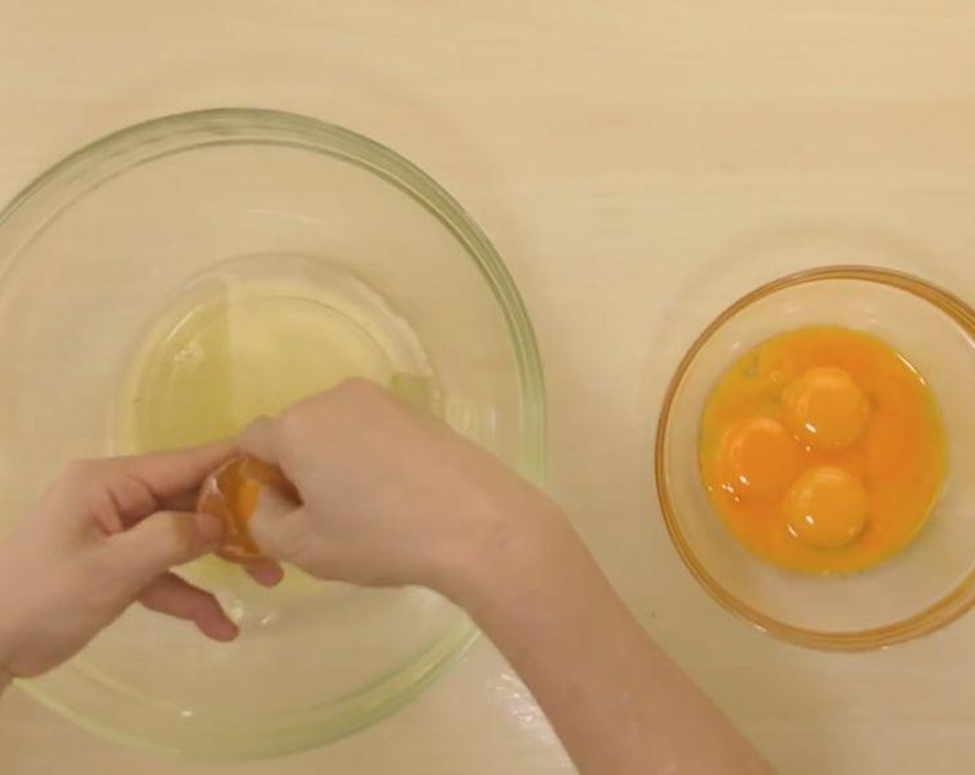 step 3 Separate yolks and whites of Eggs (5). Add Vanilla Essence (1/4 tsp) into egg yolks and whisk till combined. Then set aside.