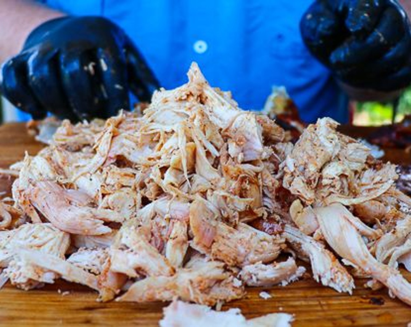step 8 Pull chicken into bite size pieces discarding the bones.