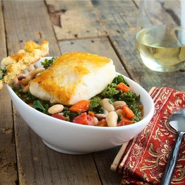 Chilean Sea Bass with White Bean and Kale Stew Recipe | SideChef