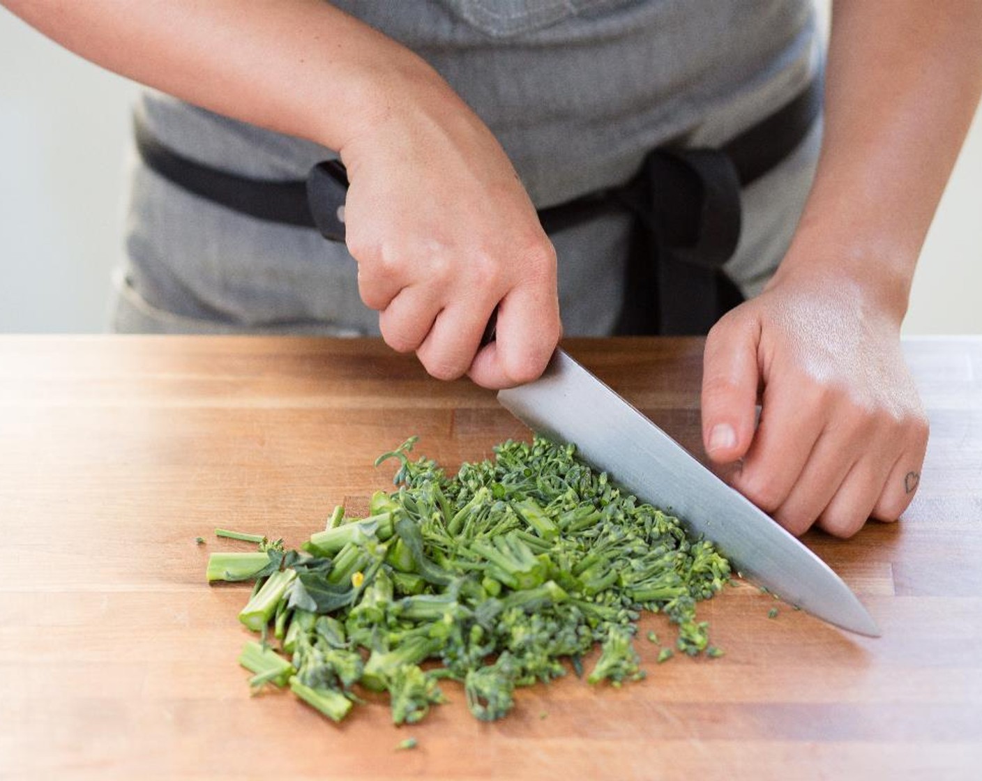 step 6 Roughly chop Broccolini (1 3/4 cups) into 1/2 inch diced pieces; set aside.