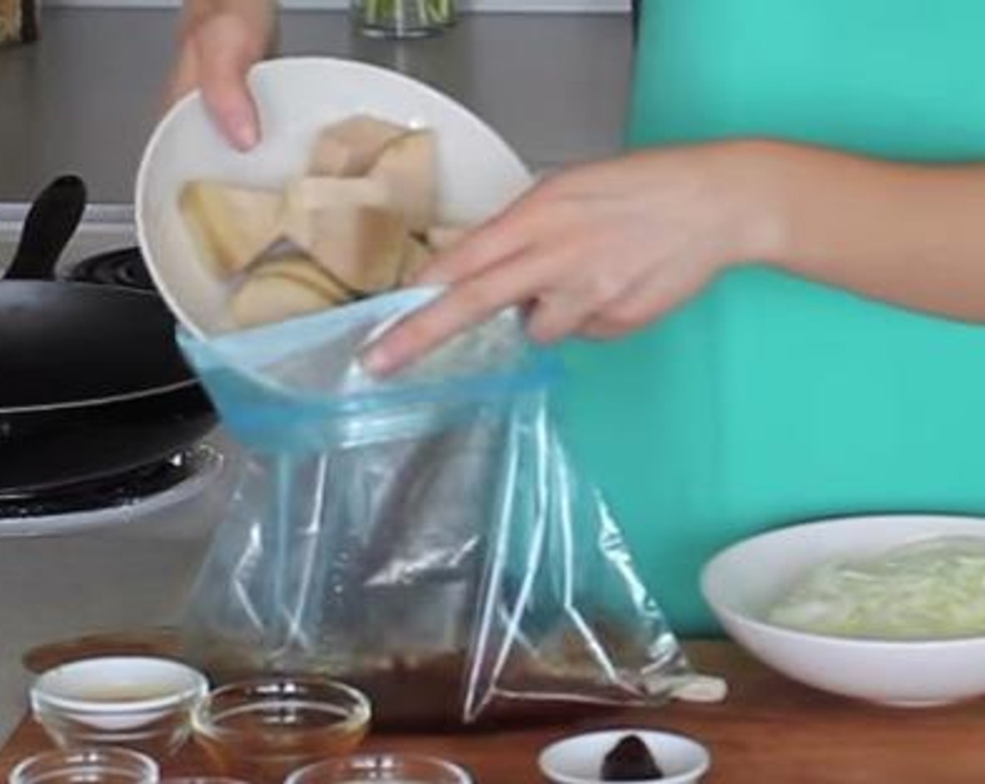 step 2 Add Young Green Jackfruit in Water (6 1/3 cups) to the marinade and allow to marinate for a minimum of 2 hours either on the counter or, if marinating overnight, place in the fridge.