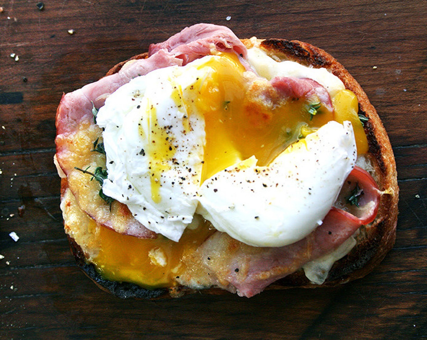 step 14 Top each sandwich with a poached egg. Sprinkle with a pinch of Kosher Salt (to taste) and fresh Freshly Ground Black Pepper (to taste).