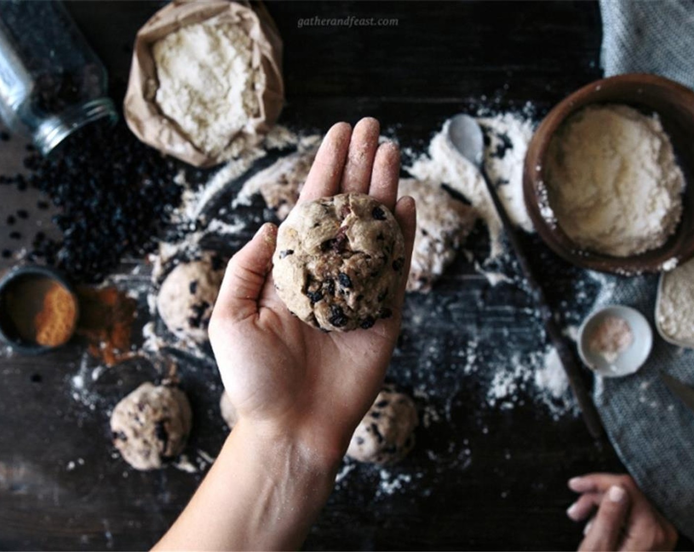 step 3 Once dough is ready, place on a floured surface, and pull dough together with your hands. For a loaf version, place rounded dough into a clean, floured tea towel, and let sit 1 to 2 hours more.