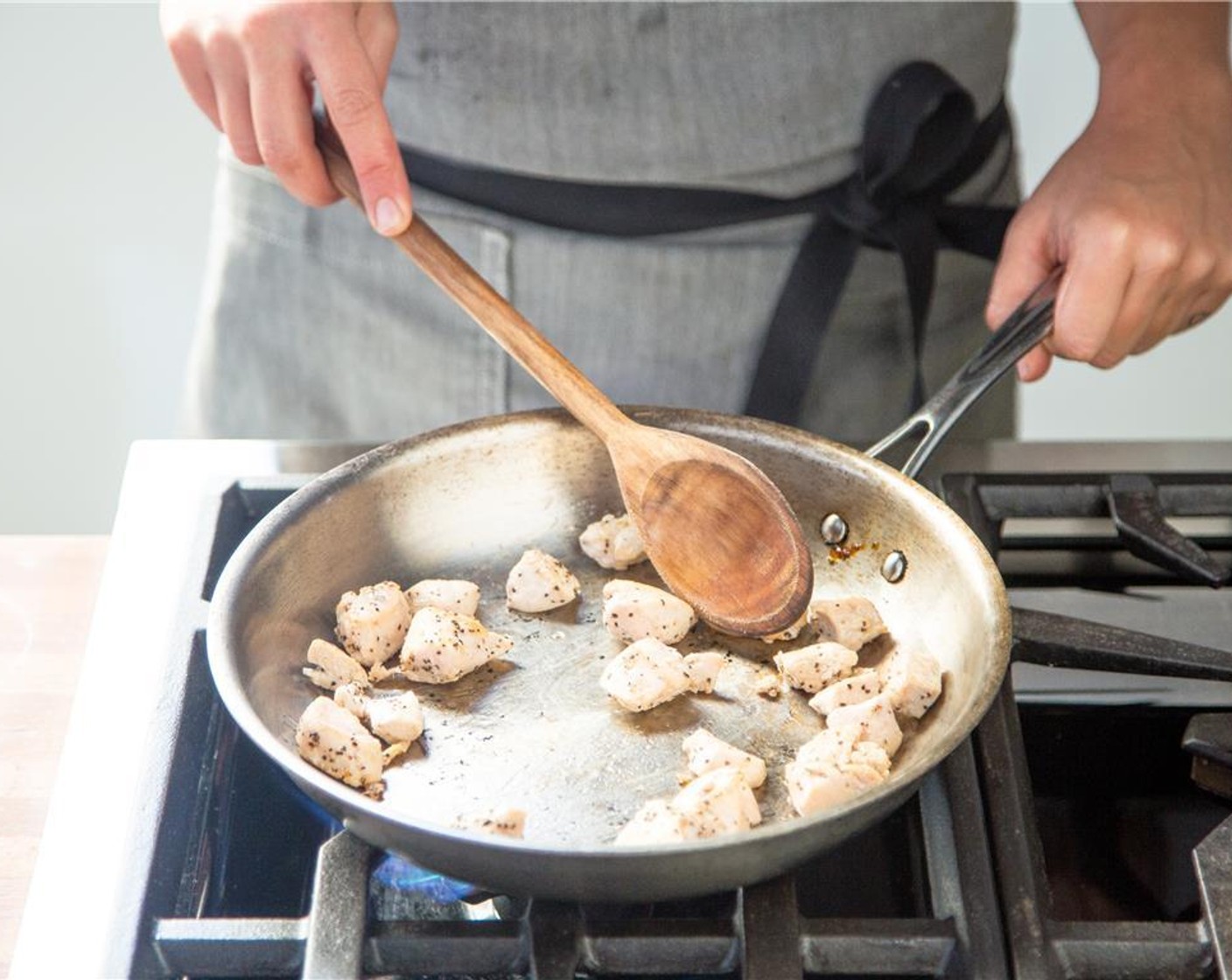 step 4 Add the chicken and cook for about 7 minutes, or until cooked through.