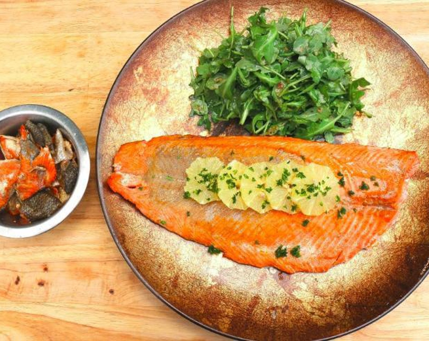 Baked Wild Sockeye Salmon With Baby Arugula