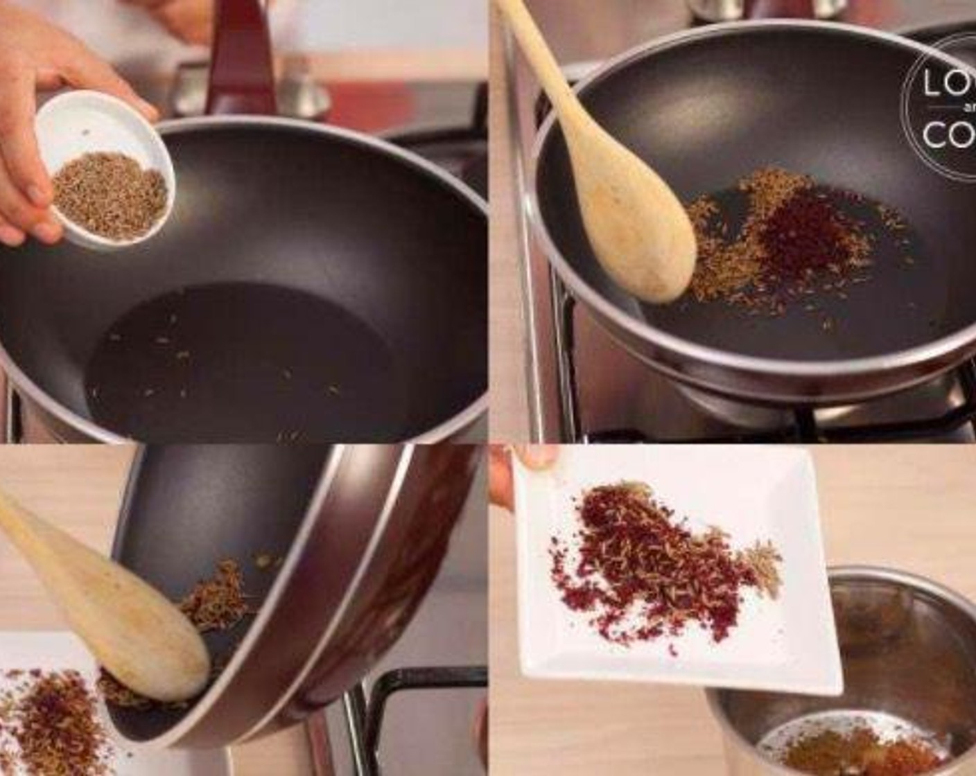 step 4 Take a frying pan and add Cumin Seeds (1 tsp) and Pomegranate (1 tsp). Roast until dark brown in color and grind it into fine powder along with Garam Masala powder. Set aside.