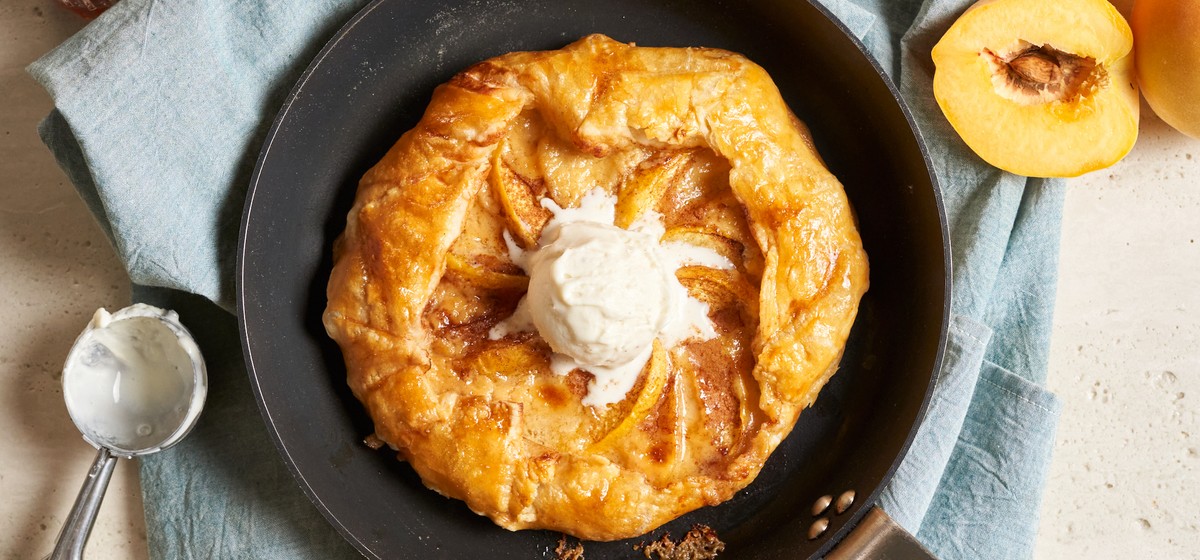 Easy Puff Pastry Peach Galette with Ice Cream Recipe | SideChef