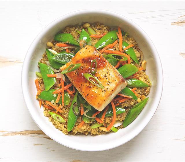 Apricot Glazed Mahi Mahi Bowl with Quinoa Recipe SideChef
