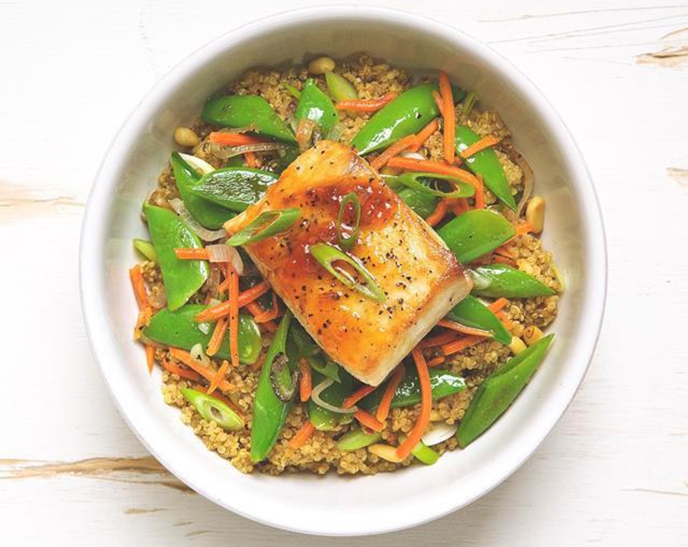 Apricot Glazed Mahi Mahi Bowl with Quinoa