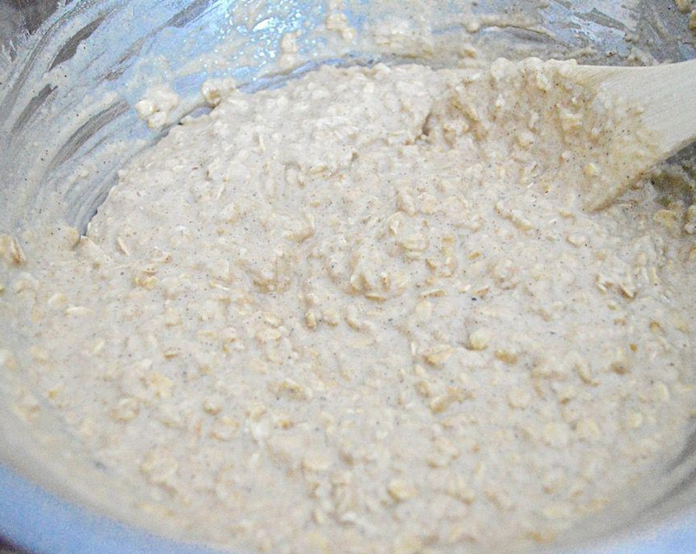 step 3 Add in the Apple Sauce (1 cup), Dark Brown Sugar (1 Tbsp), Baking Powder (2 tsp), Baking Soda (1 tsp), Simply Organic Cinnamon, Ground (2 tsp), Salt (1/2 tsp) and Ground Nutmeg (1/2 tsp). Stir it all together well.
