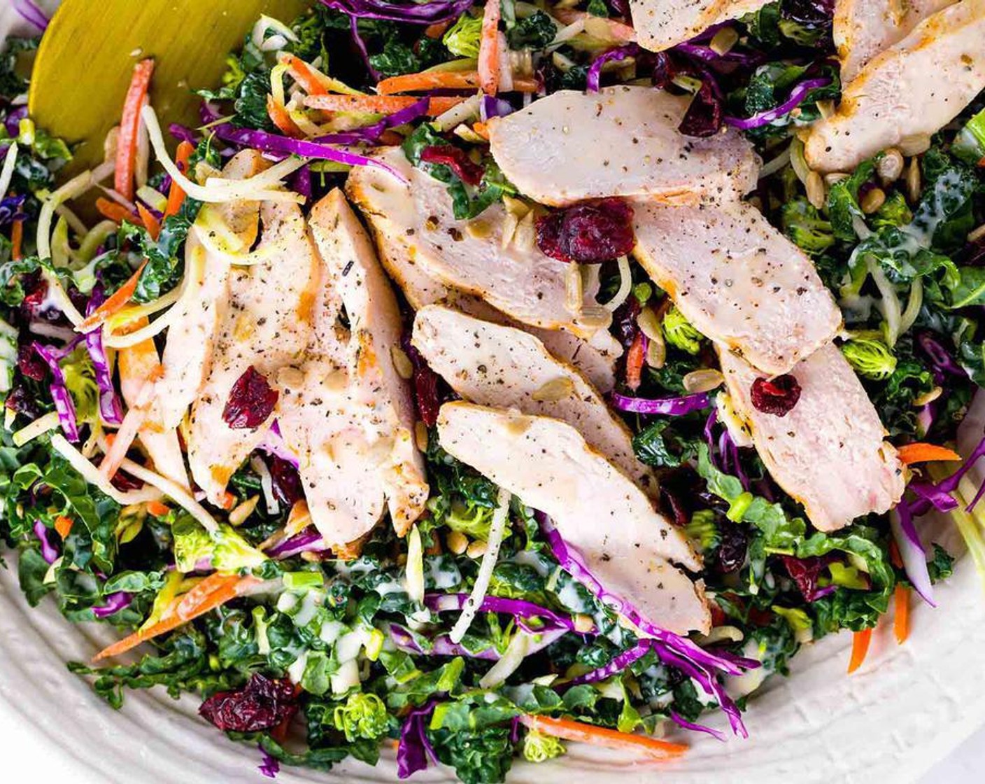 Kale and Broccoli Slaw Salad with Chicken
