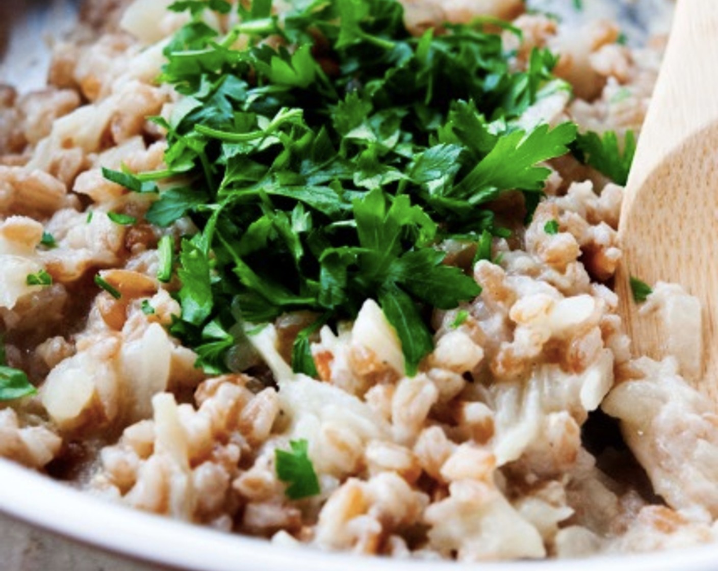 step 7 When ready, add Fresh Parsley (1 Tbsp). Let is sit on your counter covered for 2-3 minutes.