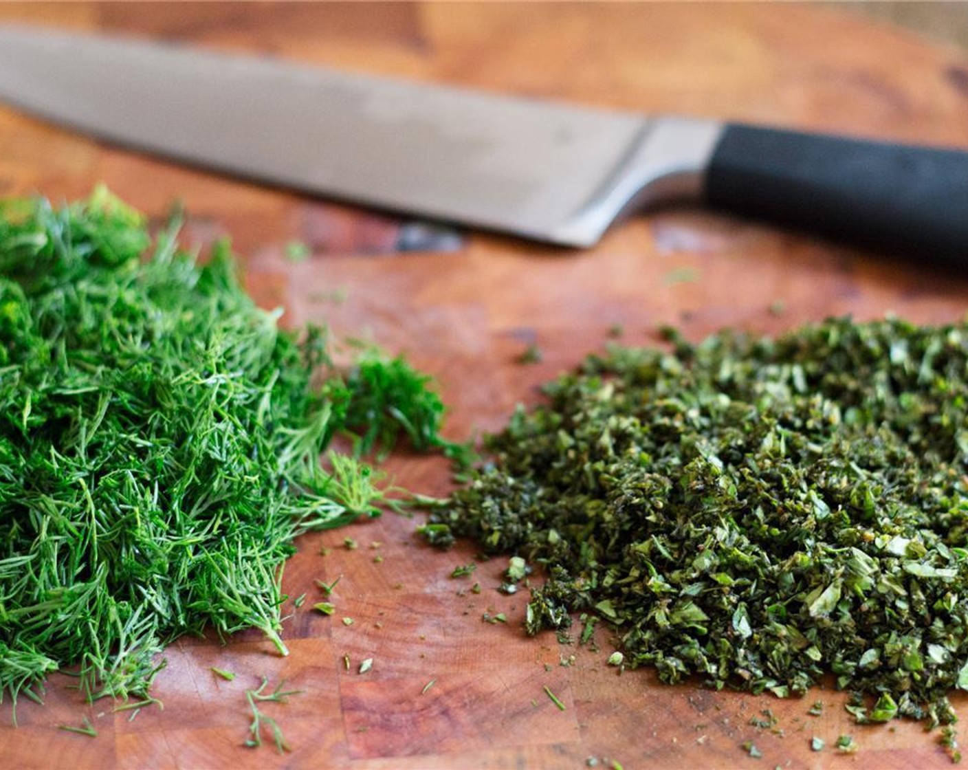 step 1 Gently pull off the leaves from the stems for the oregano and dill. Mince the Fresh Oregano (1/2 cup) and chop the Fresh Dill (1 cup).