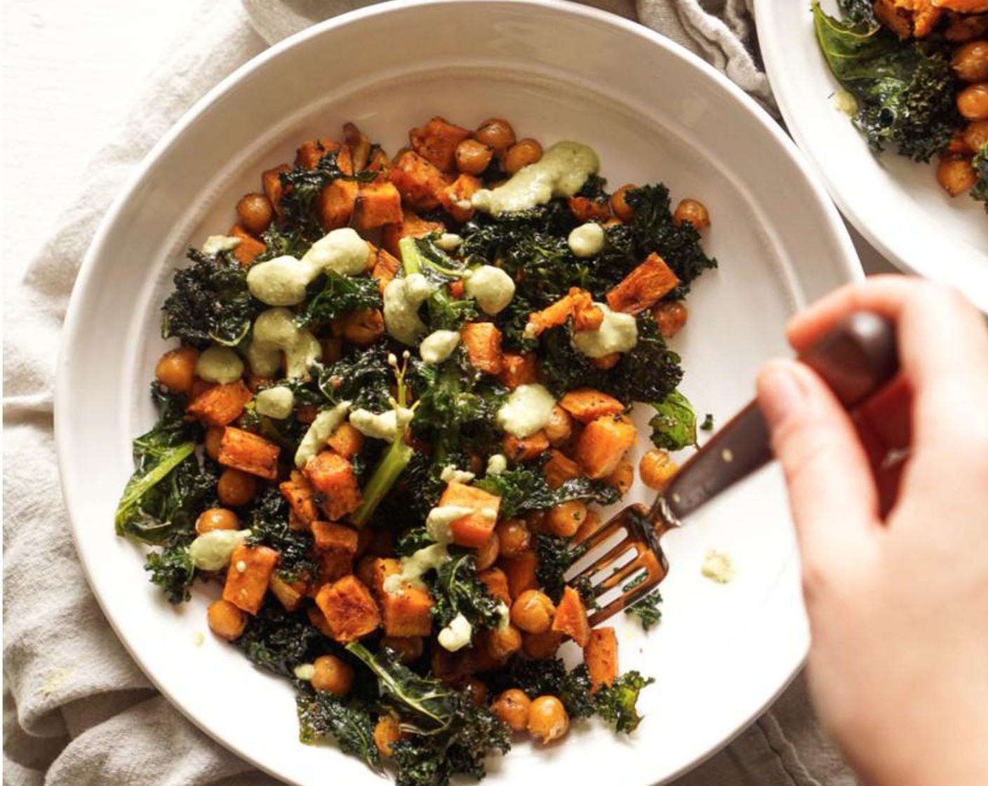 Za'atar Chickpeas and Kale with Sweet Potatoes