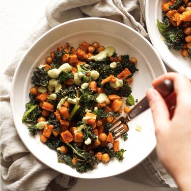 Za'atar Chickpeas and Kale with Sweet Potatoes Recipe | SideChef