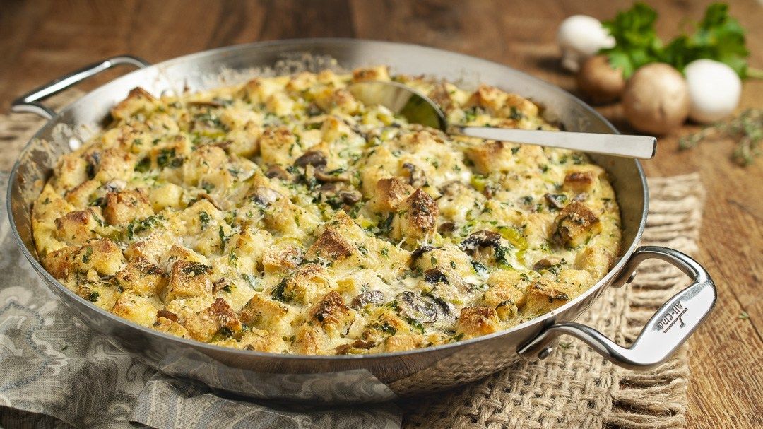 Savory Mushroom Bread Pudding Recipe SideChef