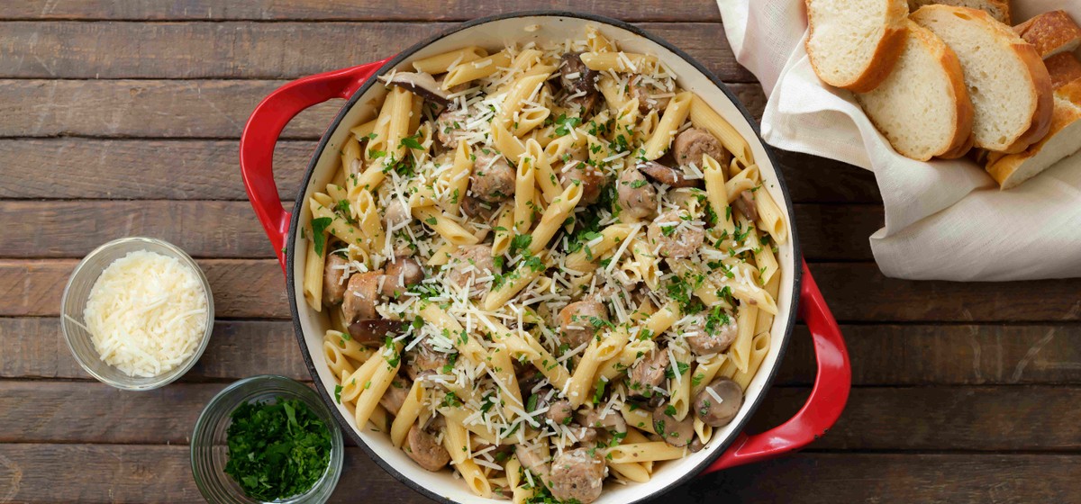 Creamy Pasta With Sausage and Mushrooms Recipe | SideChef