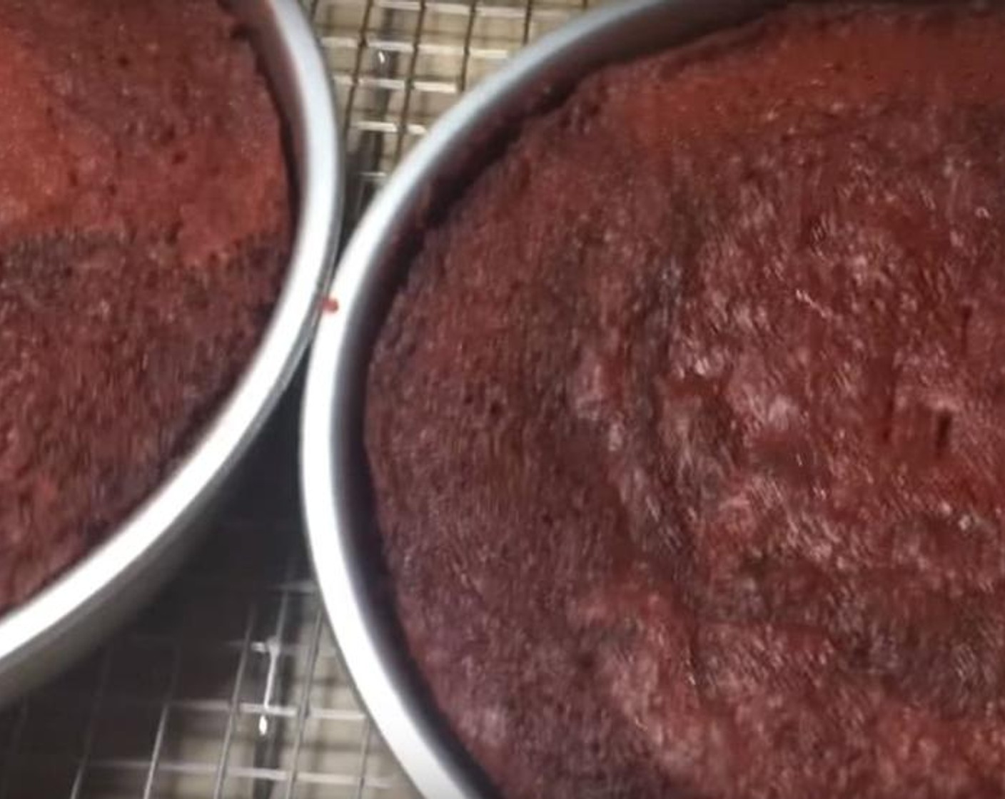 step 3 Divide the batter between two greased and lined nine inch cake pans. Bake them for 35 to 45 minutes in the oven preheated to 350 degrees F (180 degrees C). Let them sit on a cooling rack for a few minutes and put them into the freezer to chill.