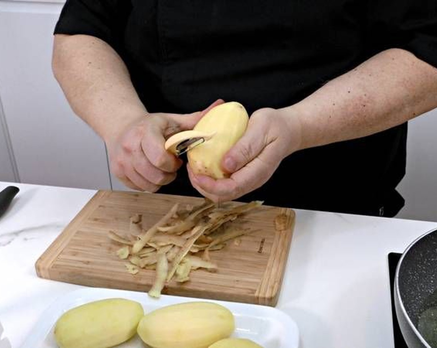 step 1 Start by peeling and cleaning the Potatoes (4).