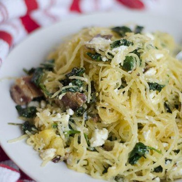 Spaghetti Squash with Bacon, Spinach, and Goat Cheese Recipe | SideChef