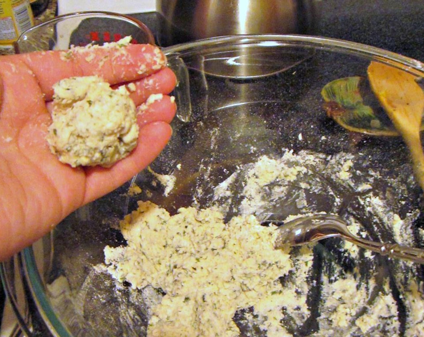 step 7 Gently roll dumplings to the size of a large-ish golf ball. Don't overwork the dough, just gently guide them to be the best dumpling they can be. Set aside.