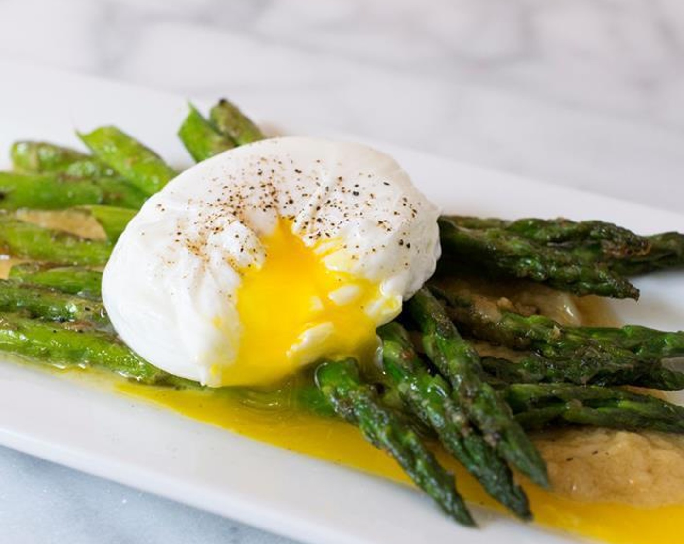 Asparagus, Poached Egg, Roasted Garlic Miso Butter
