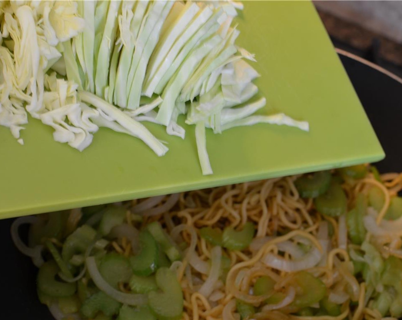 step 9 Toss in the cabbage and turn the heat off, keeping the cabbage fresh and crispy. Give it a quick taste and add Salt (to taste), if necessary.