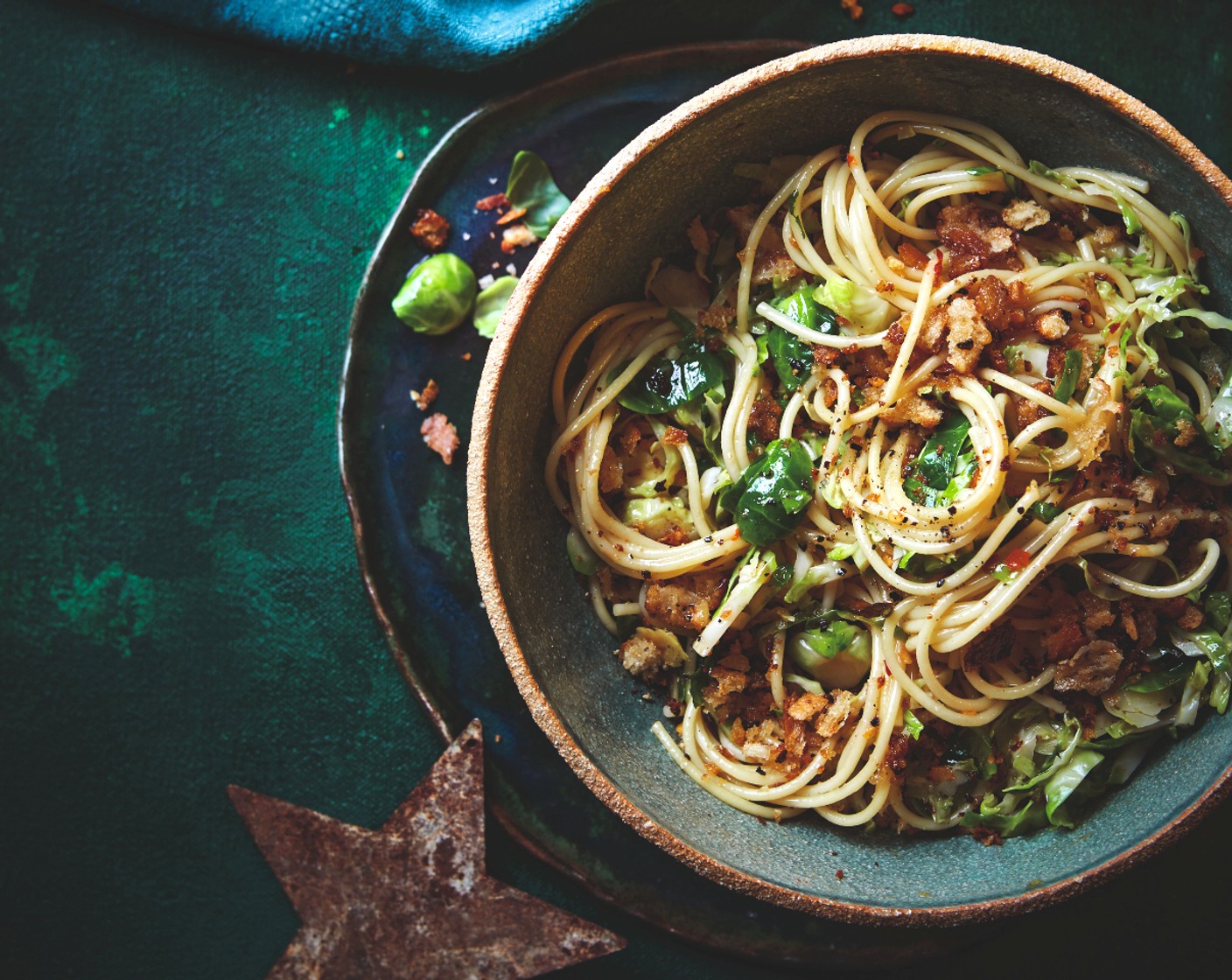 Sprout aglio e olio spaghetti with anchovy breadcrumbs M&S