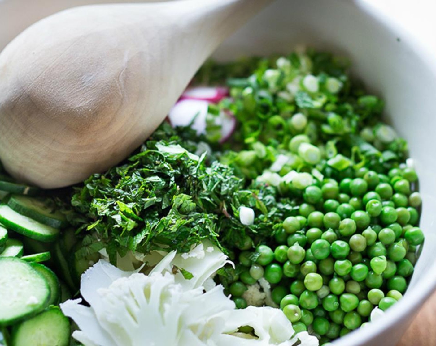 step 7 Place all the veggies in a bowl and make the yogurt dressing.