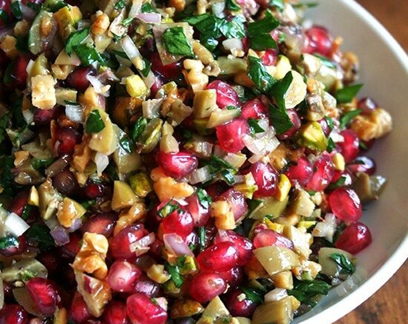 Green Olive, Walnut & Pomegranate Salad