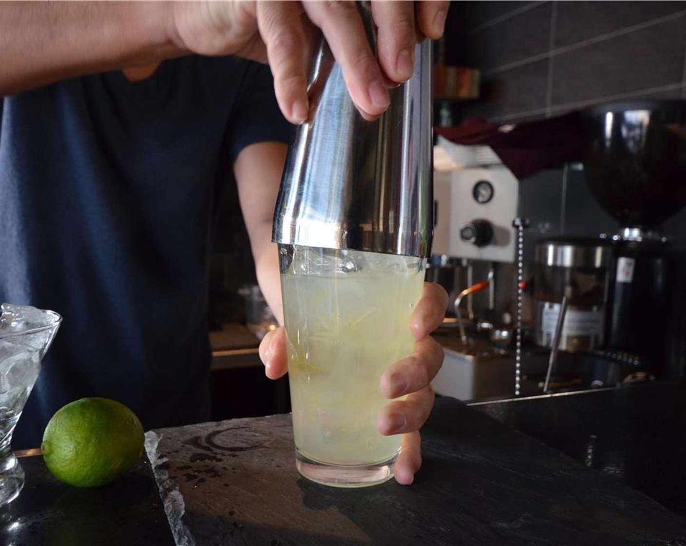 step 4 Fill the shaker with ice and shake sharply for about 15 seconds.