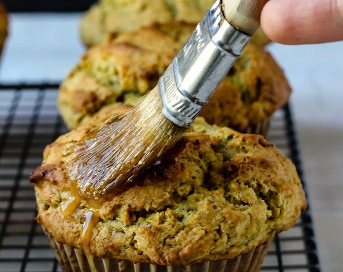 step 8 Brush glaze onto muffins with a pastry brush. Once glaze is set, your muffins are ready.