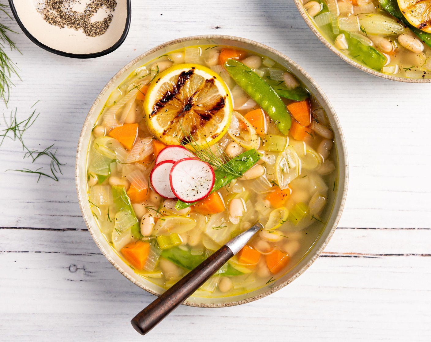 Spring Vegetable Soup with Lemon White Beans