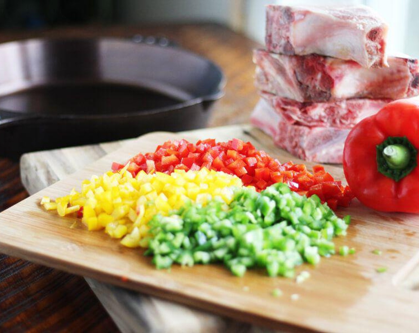 step 2 In a medium saucepan, heat the Jalapeño Peppers (2), Red Bell Pepper (1), Yellow Bell Pepper (1), Fresh Ginger (1/2 tsp), Granulated Sugar (1 1/2 cups), and Apple Cider Vinegar (3/4 cup) over medium-high heat. Stir frequently until the sugar dissolves. Bring the pepper jelly mixture to a medium boil.