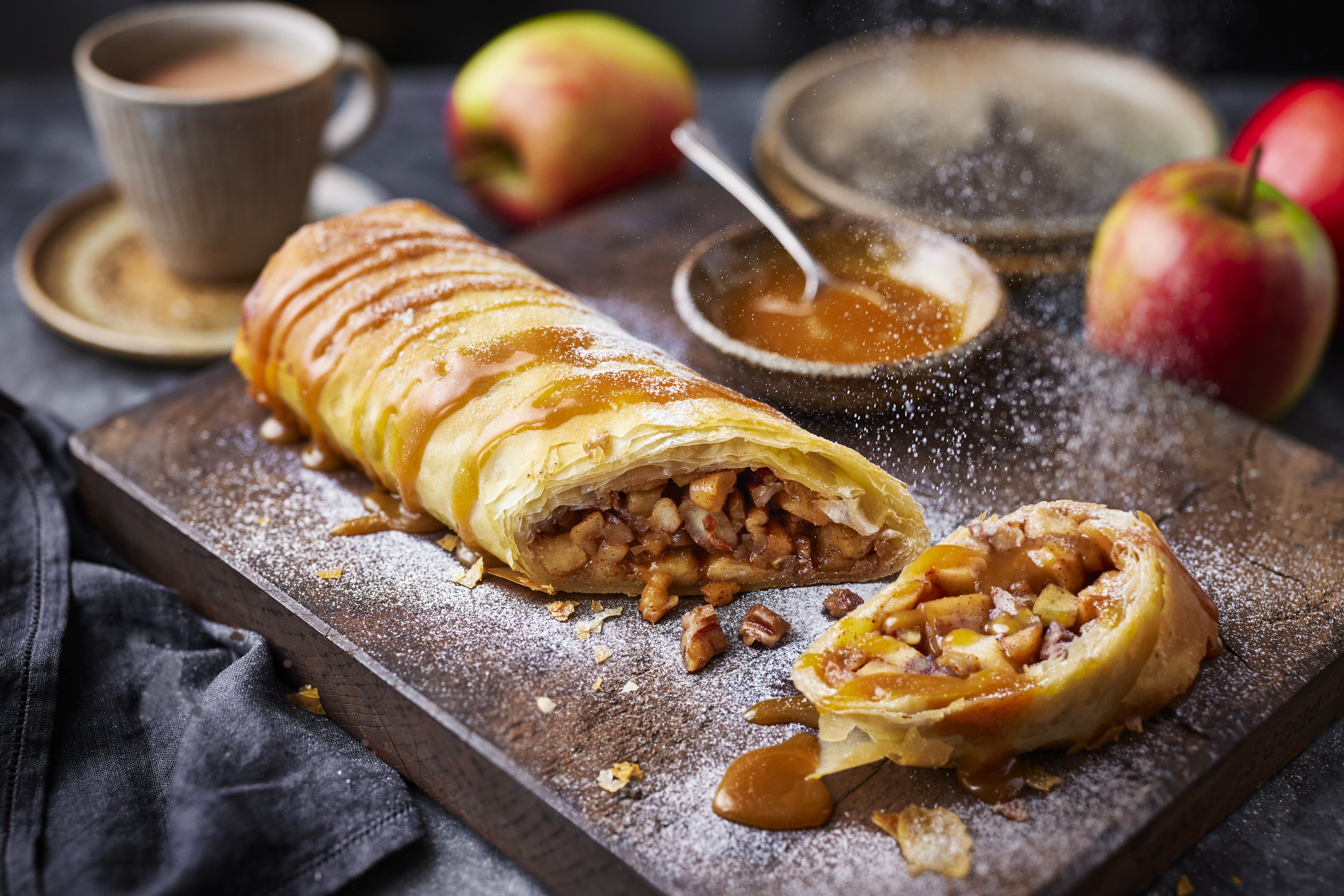 Easy sticky toffee apple strudel