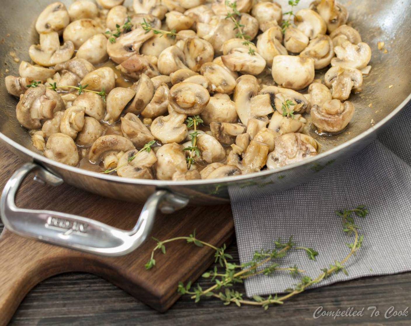 step 4 Remove roast to a plate and add White Mushrooms (4 3/4 cups), sautéing until browned and starting to give off their liquid. Add Garlic (5 cloves) and continue to cook for 1-2 minutes, stirring often.