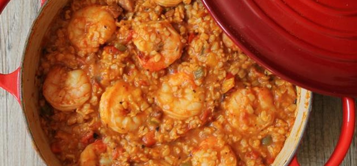 Brown Rice Jambalaya with Shrimp, Chicken Sausage and Bell Peppers Recipe | SideChef