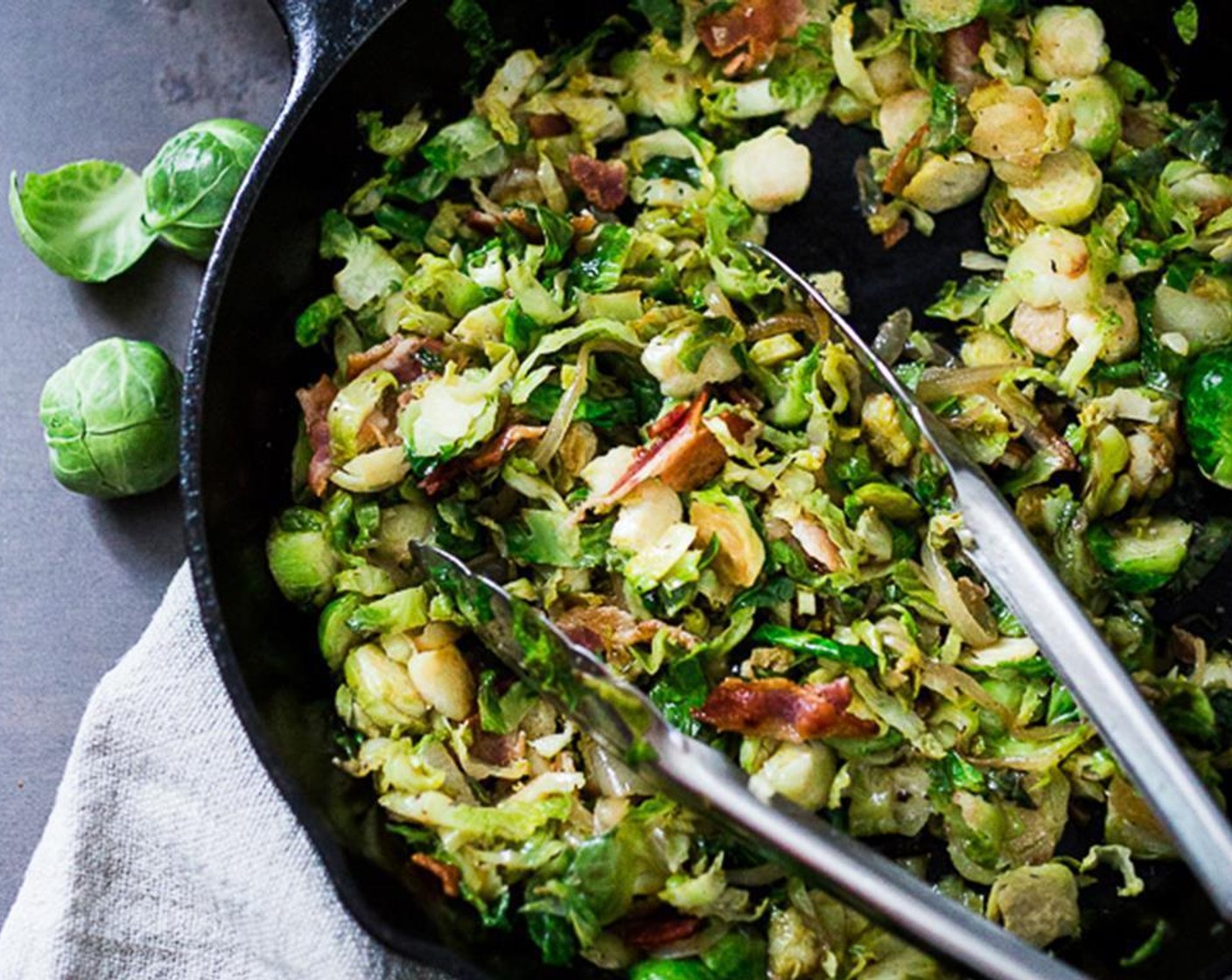 step 4 Add sliced brussel sprouts and a generous pinch of Salt (to taste) and Ground Black Pepper (to taste). Lower heat to medium and stir frequently, until brussel sprouts are melting and tender, about 7 minutes.