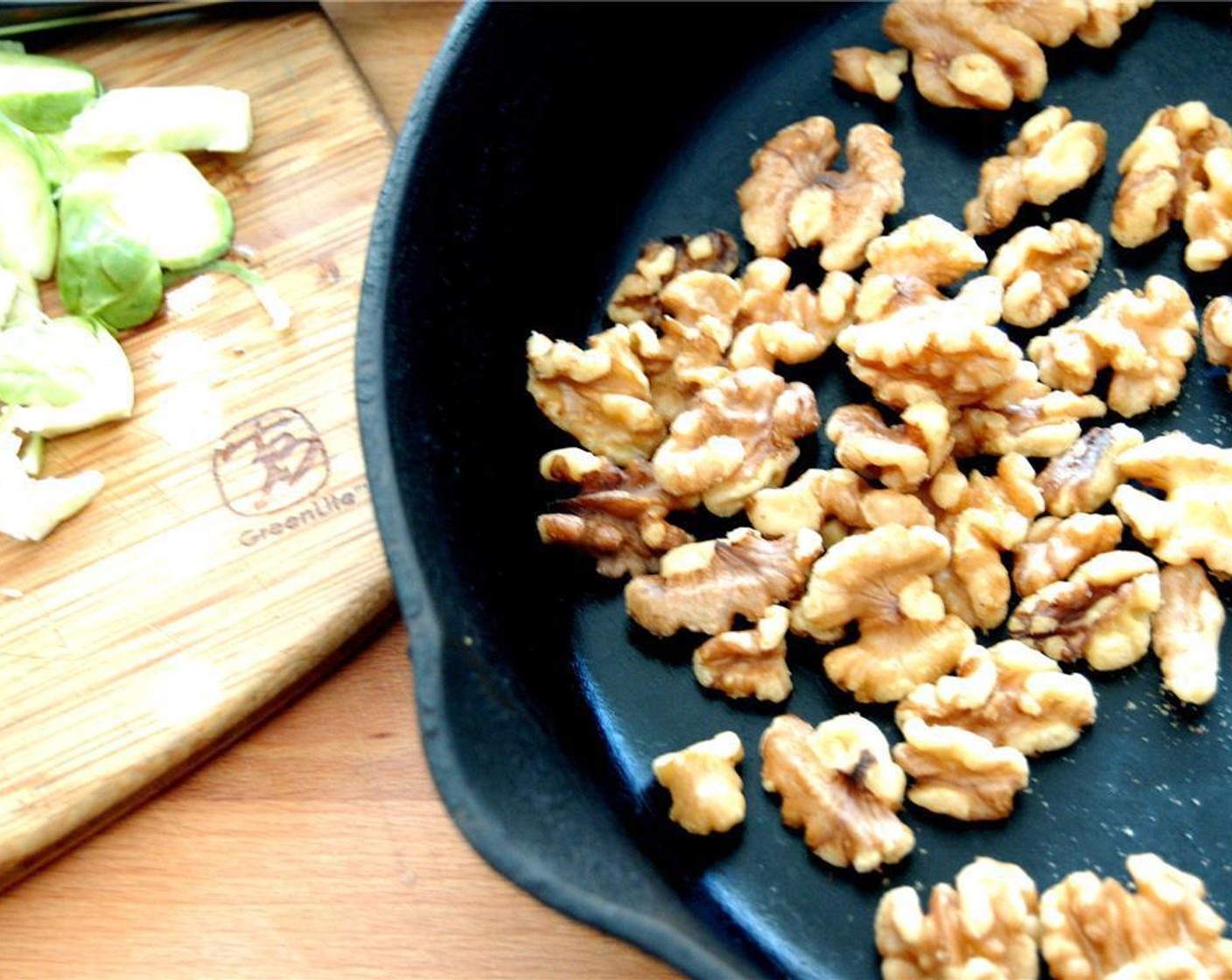 step 2 Toast Walnut (1/2 cup) at 350 degrees F (180 degrees C) in an oven until lightly toasted. Set aside.