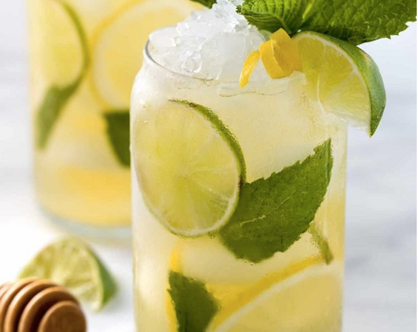 Lemon-Lime Iced Green Tea with Mint